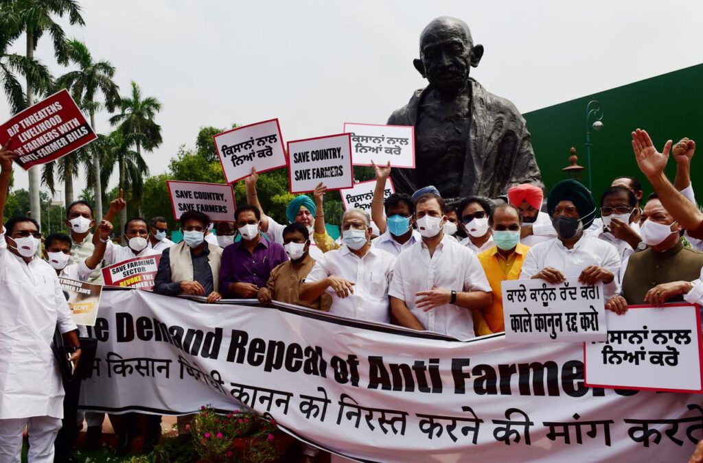 Rahul Gandhi in Farmers Protests Inside Parliament Against Farm Laws
