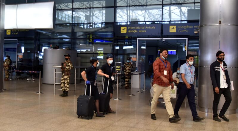 Hyderabad airport wears masks as all staff wearing masks too