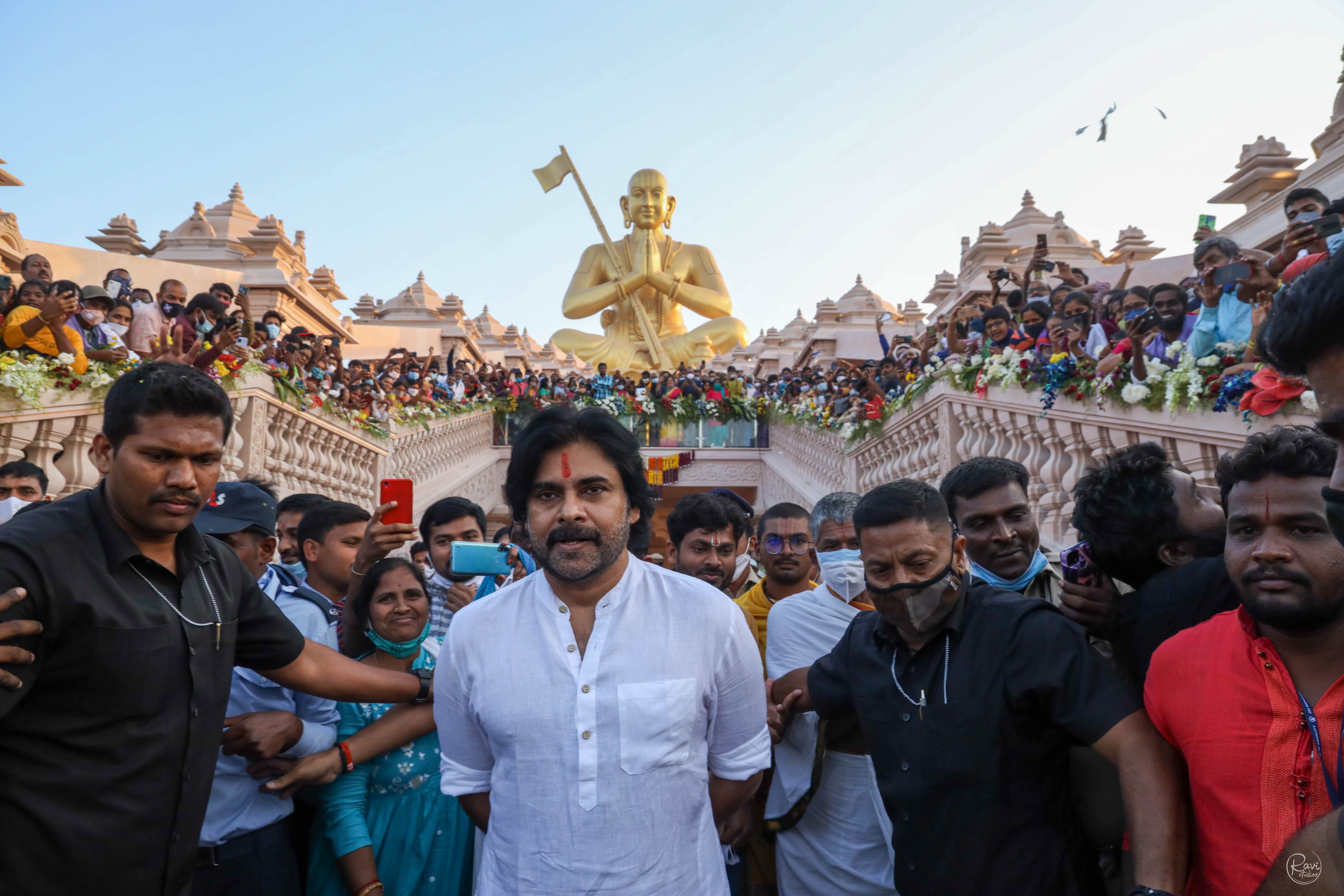 Pawan Kalyan in Hyderabad yesterday visited Ramanuja statue