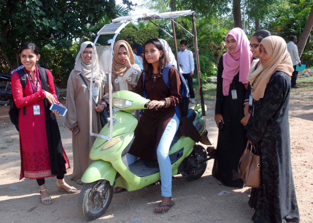 Solar bike invention is new craze for girls in Hyderabad