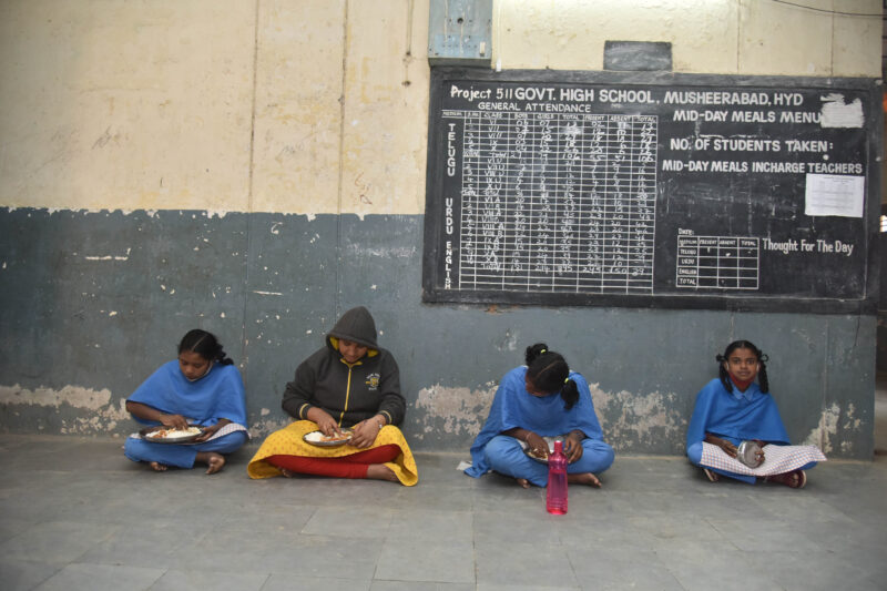 Schools reopened as students get lunch at govt high school in Hyderabad