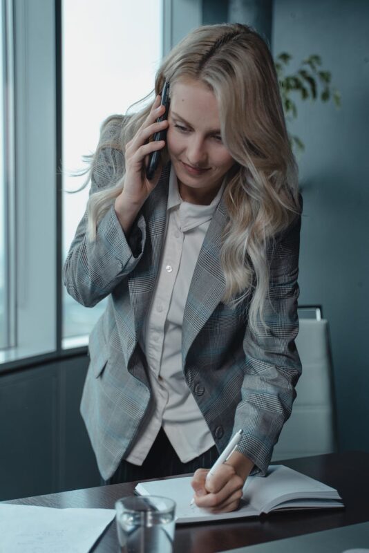 woman in gray blazer holding phone to her ear, Earn respect till 25, People, Love, Care, Earn Value Till 25